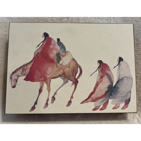 Carol Grigg Native American Art red Velvet Lined Cedar Box/jewelry box 2 1/2x9x6 - Picture 9 of 9